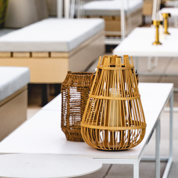 Wooden basket lantern