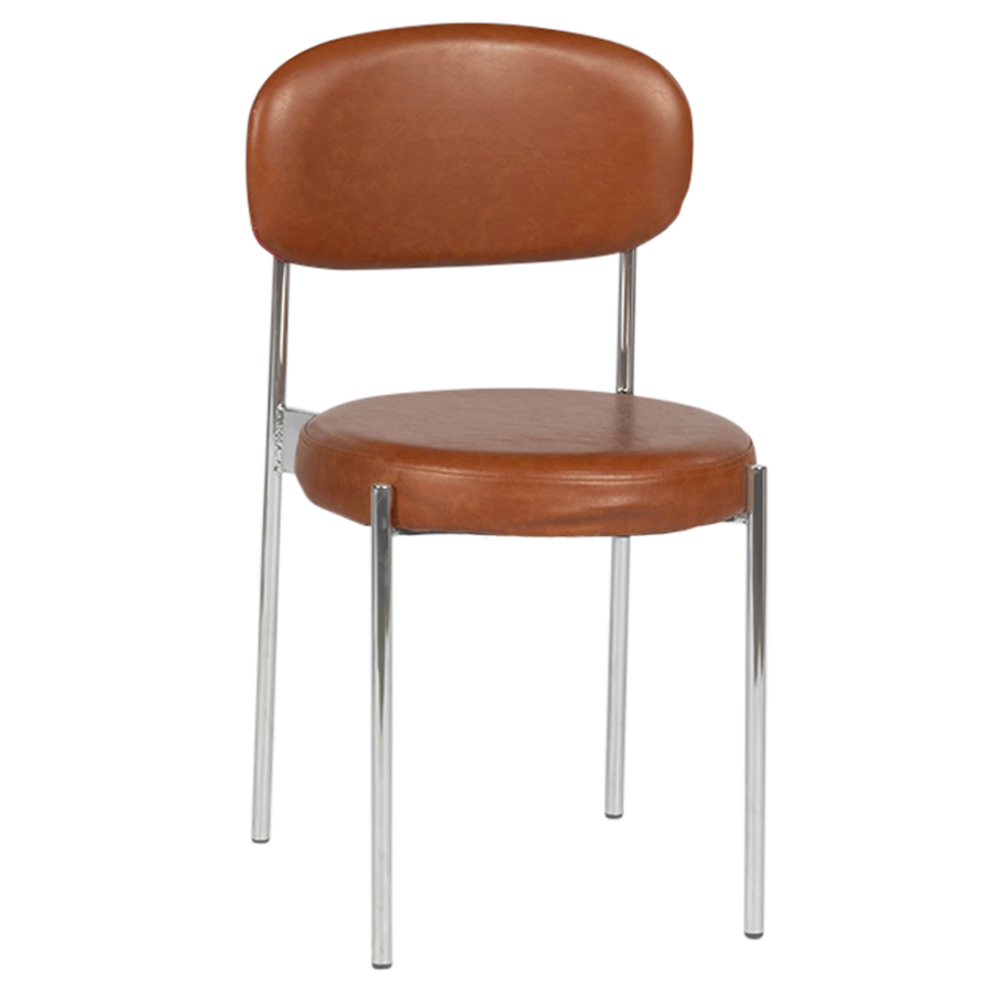 Duke Chair – Silver / Tan Leather Pad