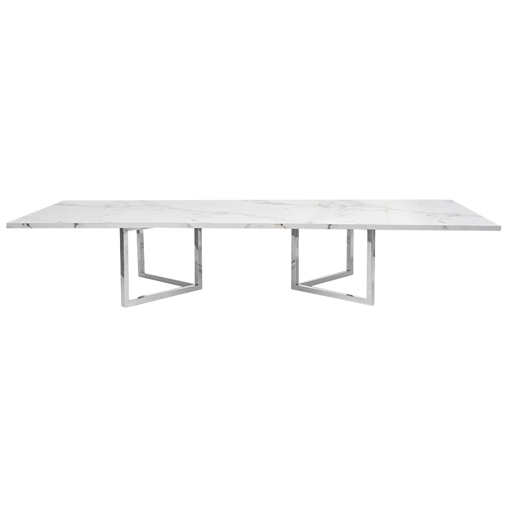 optical-coffee-table-2.4m-white-marble-silver-legs